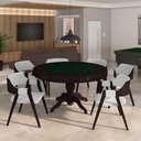 Ver imagem 1 de Conjunto Mesa de Jogos Bellagio e 6 Cadeiras Madeira Poker Base Estrela Linho Cinza/tabaco