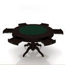 Ver imagem 2 de Conjunto Mesa de Jogos Bellagio e 6 Cadeiras Madeira Poker Base Estrela Linho Cinza/tabaco