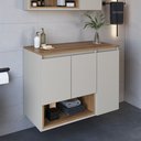 Ver imagem 1 de Gabinete de Banheiro Suspenso 80cm Cecília com 3 Portas e 1 Nicho sem Cuba