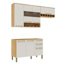 Ver imagem 1 de Cozinha Compacta Napoli 7 Portas 2 Gavetas 100% Mdf com Vidro 11066 Amêndoa/off White - Rio Doce