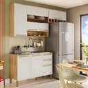 Ver imagem 2 de Cozinha Compacta Napoli 7 Portas 2 Gavetas 100% Mdf com Vidro 11066 Amêndoa/off White - Rio Doce