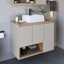 Ver imagem 1 de Gabinete de Banheiro Suspenso 80cm Cecília com 3 Portas e 1 Nicho com Cuba