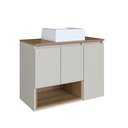 Ver imagem 2 de Gabinete de Banheiro Suspenso 80cm Cecília com 3 Portas e 1 Nicho com Cuba Colorido/Mel/Arenas