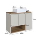 Ver imagem 4 de Gabinete de Banheiro Suspenso 80cm Cecília com 3 Portas e 1 Nicho com Cuba Colorido/Mel/Arenas