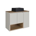 Ver imagem 2 de Gabinete de Banheiro Suspenso 80cm Cecília com 3 Portas e 1 Nicho com Cuba Colorido/Mel/Arenas