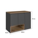 Ver imagem 4 de Gabinete de Banheiro Suspenso 80cm Cecília com 3 Portas e 1 Nicho sem Cuba Colorido/Mel/Grafite
