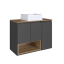 Ver imagem 2 de Gabinete de Banheiro Suspenso 80cm Cecília com 3 Portas e 1 Nicho com Cuba Colorido/Mel/Grafite