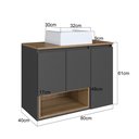 Ver imagem 4 de Gabinete de Banheiro Suspenso 80cm Cecília com 3 Portas e 1 Nicho com Cuba