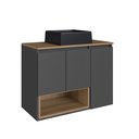 Ver imagem 2 de Gabinete de Banheiro Suspenso 80cm Cecília com 3 Portas e 1 Nicho com Cuba Colorido/Mel/Grafite