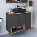 Ver imagem 1 de Gabinete de Banheiro Suspenso 80cm Cecília com 3 Portas e 1 Nicho com Cuba