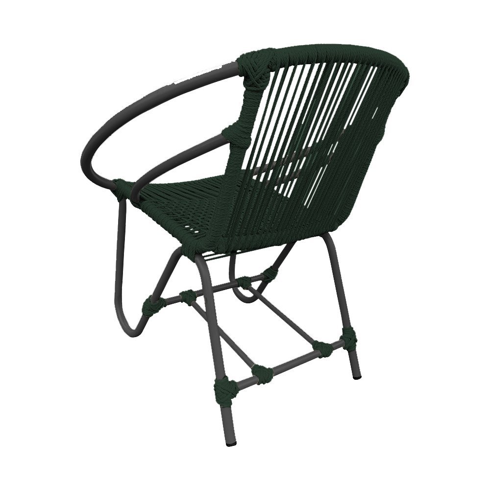Cadeira Decorativa Julia em Corda Náutica e Base em Alumínio Preta/verde Musgo - 3