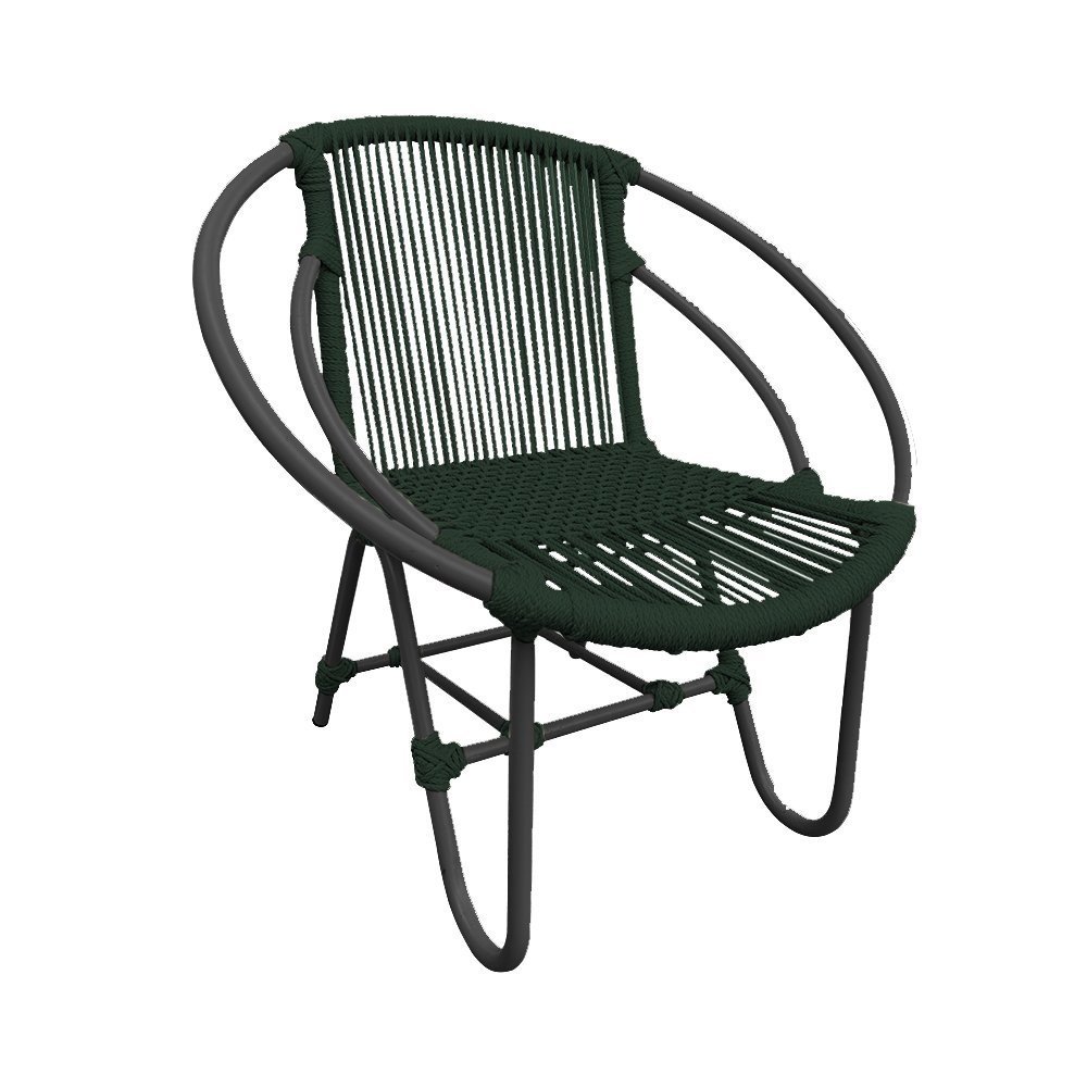 Cadeira Decorativa Julia em Corda Náutica e Base em Alumínio Preta/verde Musgo - 2