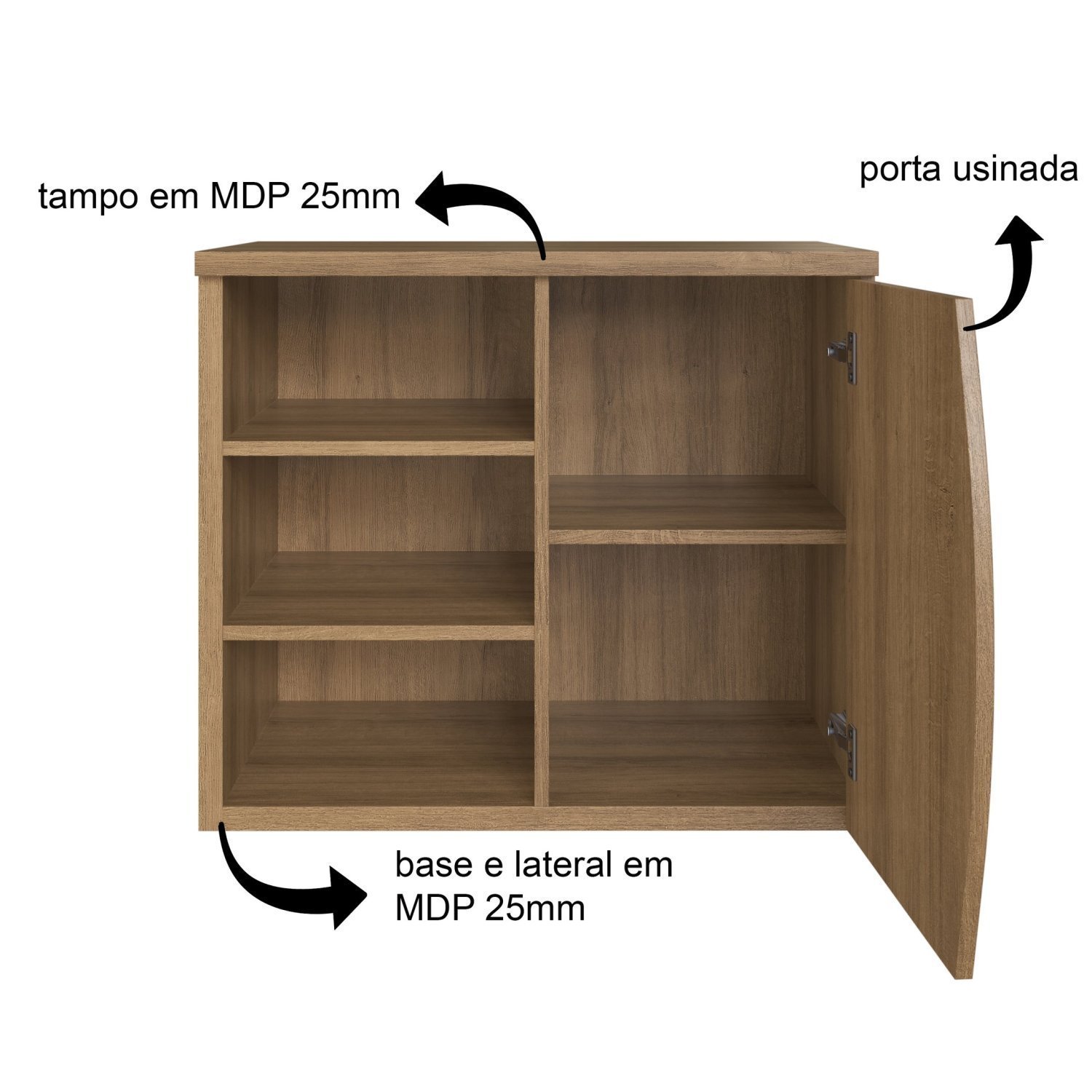 Gabinete de Banheiro Suspenso 70cm Laura com 1 Porta e 2 Prateleira sem Cuba - 5