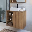 Ver imagem 1 de Gabinete de Banheiro Suspenso 70cm Laura com 1 Porta e 2 Prateleiras com Cuba