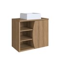 Ver imagem 3 de Gabinete de Banheiro Suspenso 70cm Laura com 1 Porta e 2 Prateleiras com Cuba Marrom/Mel