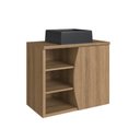 Ver imagem 3 de Gabinete de Banheiro Suspenso 70cm Laura com 1 Porta e 2 Prateleiras com Cuba Marrom/Mel