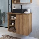 Ver imagem 1 de Gabinete de Banheiro Suspenso 70cm Laura com 1 Porta e 2 Prateleiras com Cuba