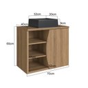 Ver imagem 4 de Gabinete de Banheiro Suspenso 70cm Laura com 1 Porta e 2 Prateleiras com Cuba Marrom/Mel