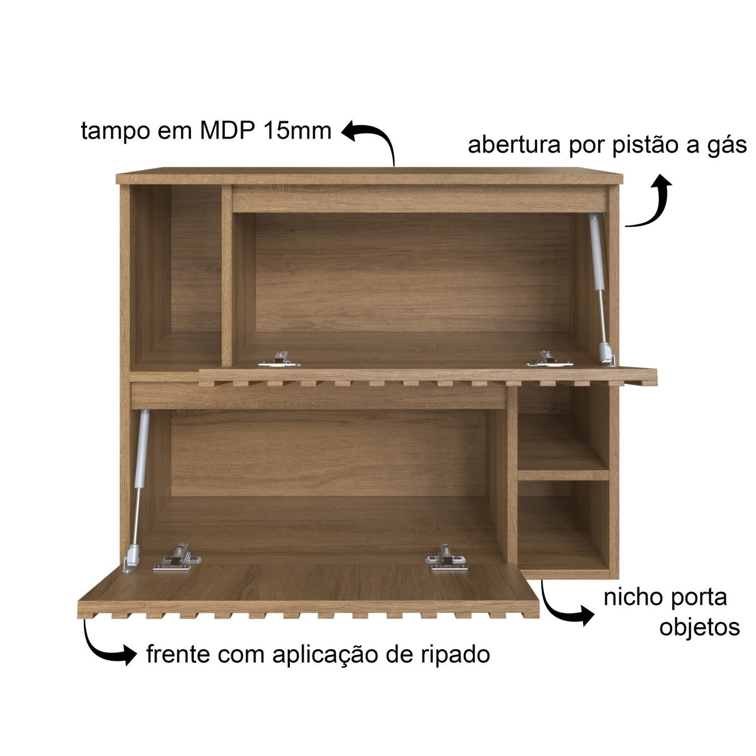 Gabinete de Banheiro Suspenso 75cm Luiza com 2 Portas Basculante sem Cuba - 5