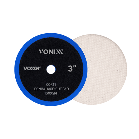 Boina Jeans Voxer Branca Corte 3" - Polimento Automotivo Profissional | Velcro de Alta Aderência