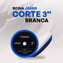 Ver imagem 3 de Boina Jeans Voxer Branca Corte 3" - Polimento Automotivo Profissional | Velcro de Alta Aderência
