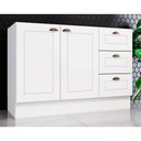 Ver imagem 1 de Gabinete P/ Pia Cozinha Balcão Americana C/ 2 Portas e 3 Gavetas S/tampo 120cm Branco - Henn