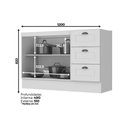 Ver imagem 3 de Gabinete P/ Pia Cozinha Balcão Americana C/ 2 Portas e 3 Gavetas S/tampo 120cm Branco - Henn