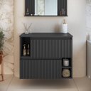 Ver imagem 1 de Gabinete de Banheiro Suspenso 75cm Luiza com 2 Portas Basculante sem Cuba Preto/Grafite