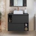 Ver imagem 1 de Gabinete de Banheiro Suspenso 75cm Luiza com 2 Portas Basculante com Cuba Preto/Grafite
