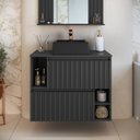 Ver imagem 1 de Gabinete de Banheiro Suspenso 75cm Luiza com 2 Portas Basculante com Cuba Preto/Grafite