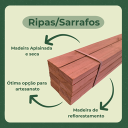 6 Ripas Sarrafos Eucalipto 2x5x30cm Aplainado Artesanato - 5