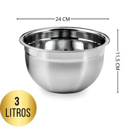 Tigela Inox Bowl Multiuso Profissional - 24cm - 3
