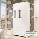Ver mais imagens de Guarda Roupas Infantil 3 Portas com Janela e 3 Gavetas 100% MDF Lana Espresso Móveis Branco/Brilho