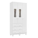 Ver imagem 3 de Guarda Roupas Infantil 3 Portas com Janela e 3 Gavetas 100% MDF Lana Espresso Móveis Branco/Brilho