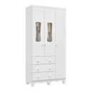 Ver imagem 3 de Guarda-Roupas Bebê 3 Portas com Janela e 3 Gavetas 100% MDF Lana Espresso Móveis Branco