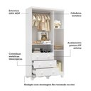 Ver imagem 6 de Guarda Roupas Infantil 3 Portas com Janela e 3 Gavetas 100% MDF Lana Espresso Móveis Branco/Brilho