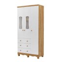 Ver imagem 3 de Guarda-Roupas Bebê 3 Portas com Janela e 3 Gavetas 100% MDF Lana Espresso Móveis Amêndoa/Branco
