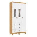 Ver imagem 3 de Guarda Roupas Infantil 3 Portas com Janela e 3 Gavetas 100% MDF Lana Espresso Móveis Branco/Brilho/Amêndoa