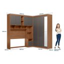 Ver imagem 4 de Guarda Roupa Casal Modulado com Espelho e Cabeceira 7 Portas 4 Gavetas Lugano Marrom/Jatobá/Grafite