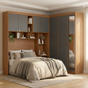 Ver imagem 2 de Guarda Roupa Casal Modulado com Espelho e Cabeceira 7 Portas 4 Gavetas Lugano