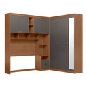 Ver imagem 3 de Guarda Roupa Casal Modulado com Espelho e Cabeceira 7 Portas 4 Gavetas Lugano Marrom/Jatobá/Grafite