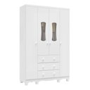 Ver imagem 2 de Guarda Roupas Infantil 4 Portas com Janela e 3 Gavetas 100% MDF Lana Espresso Móveis Branco/Brilho