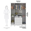 Ver imagem 4 de Guarda Roupas Infantil 4 Portas com Janela e 3 Gavetas 100% MDF Lana Espresso Móveis Branco/Brilho