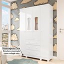 Ver imagem 7 de Guarda Roupas Infantil 4 Portas com Janela e 3 Gavetas 100% MDF Lana Espresso Móveis Branco/Brilho