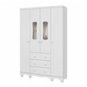 Ver imagem 2 de Guarda-Roupas Bebê 4 Portas com Janela e 3 Gavetas 100% MDF Lana Espresso Móveis Branco Brilho
