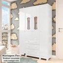 Ver imagem 6 de Guarda-Roupas Bebê 4 Portas com Janela e 3 Gavetas 100% MDF Lana Espresso Móveis Branco Brilho