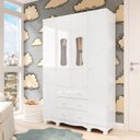 Ver imagem 1 de Guarda-Roupas Bebê 4 Portas com Janela e 3 Gavetas 100% MDF Lana Espresso Móveis Branco Brilho