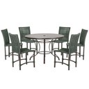 Ver imagem 1 de Mesa Ascoli 120 Cm com 6 Cadeiras Cannes de Alumínio, Pintura Marrom e Trama Tela de Corda Náutica