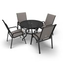 Ver imagem 1 de Mesa 4 Cadeiras Ripado Piscina Alumínio Preto e Tela Fendi