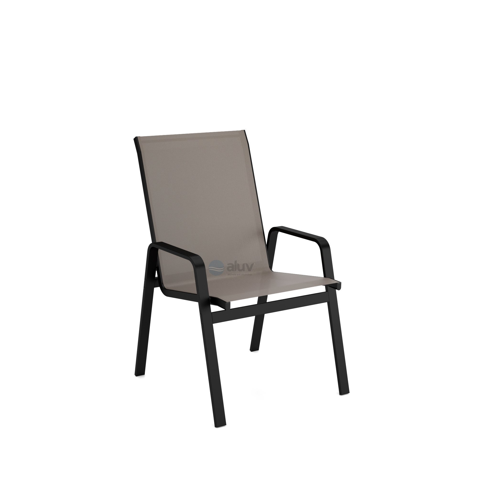 Mesa 4 cadeiras Ripado Piscina Alumínio Preto e Tela Fendi - 2